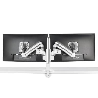 KX Low-Profile Dual Monitor Arms Column Desk Mount White